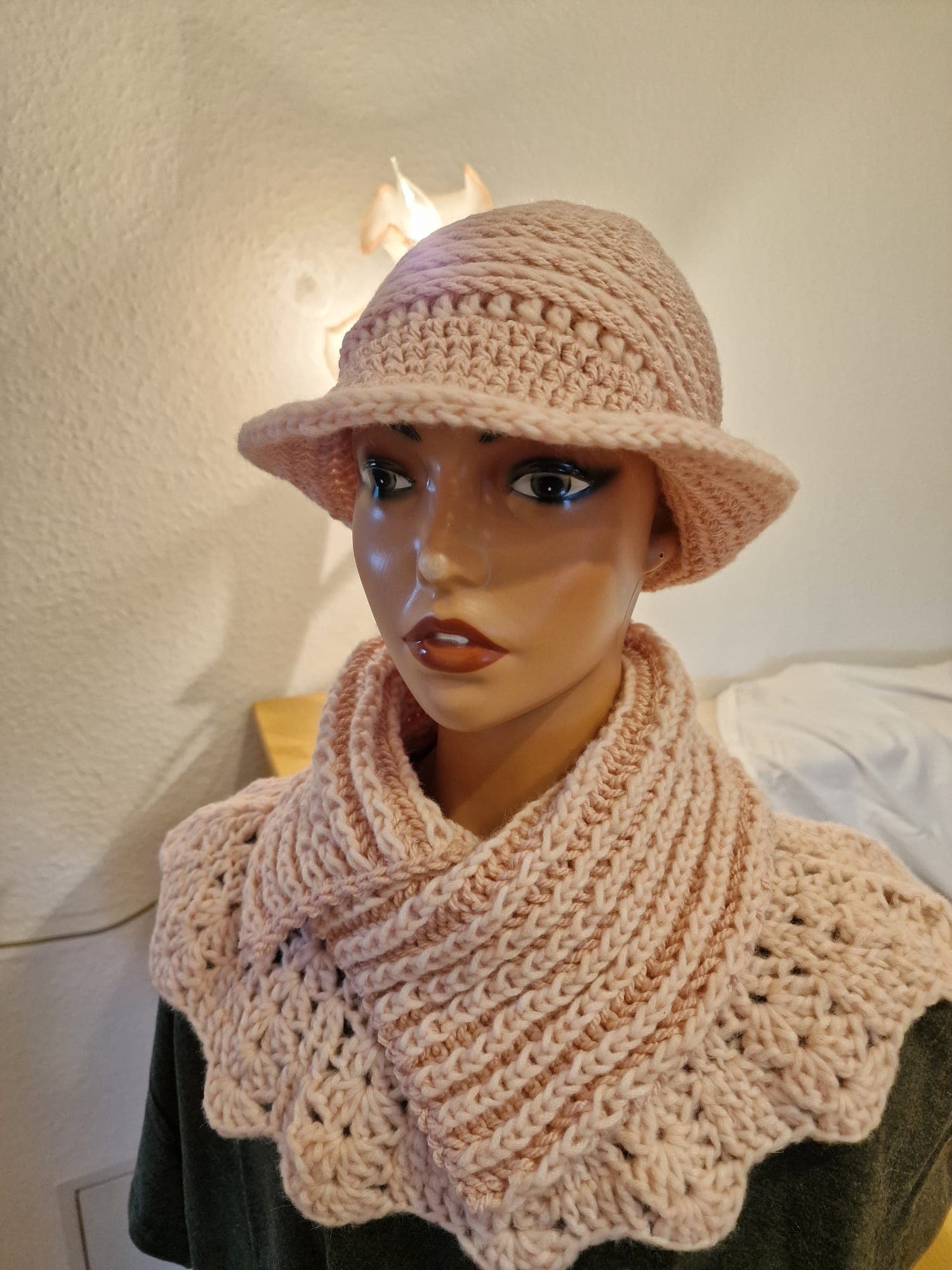 Strickset Rosé Alpaka Elegance – Rippenmuster